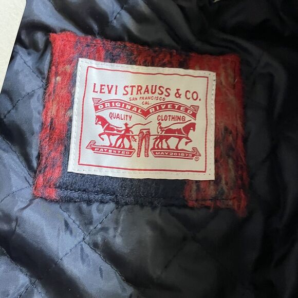 Levi's Jacket Plaid Soft Wool Blend Zip & Snap Up Quilted Lining‎ Womens M New - Picture 4 of 10